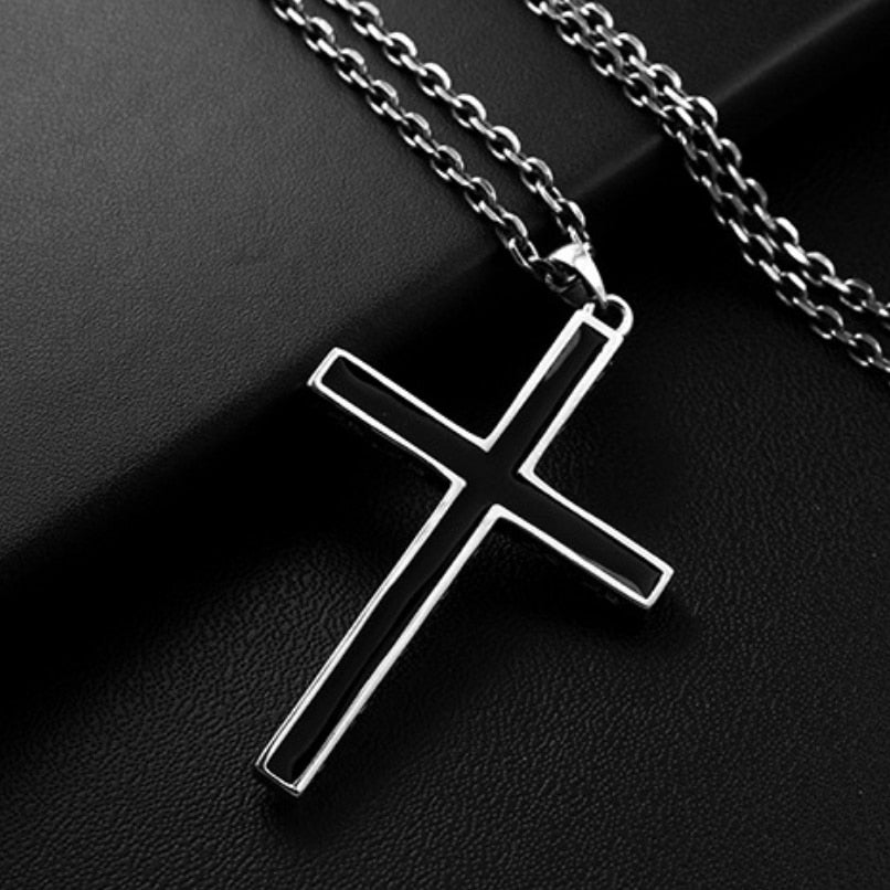 S925 Sterling Silver Simple Bright Cross Pendant for Wome Men