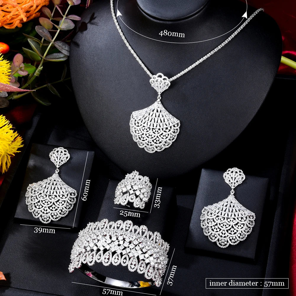 Gorgeous Luxury Big Necklace Earrings Bangle Ring Jewelry Sets
