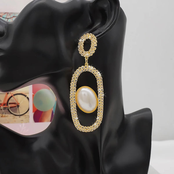 Full drill long eardrop Big earrings for Wedding Party Bead Earrings