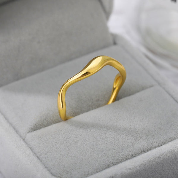 316L Stainless Steel Simple Fashion Weave Golden Ring For Women
