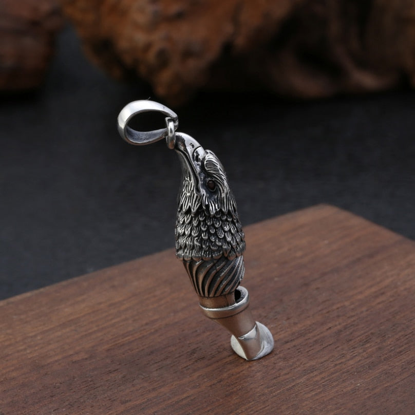 S925 Sterling Silver Woman Self-defense Whistle Chain Pendant