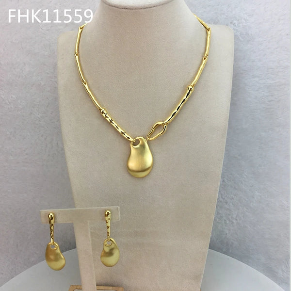 Conjuntos de joyas de Dubái: joyas sencillas para mujer, collar y pendientes.