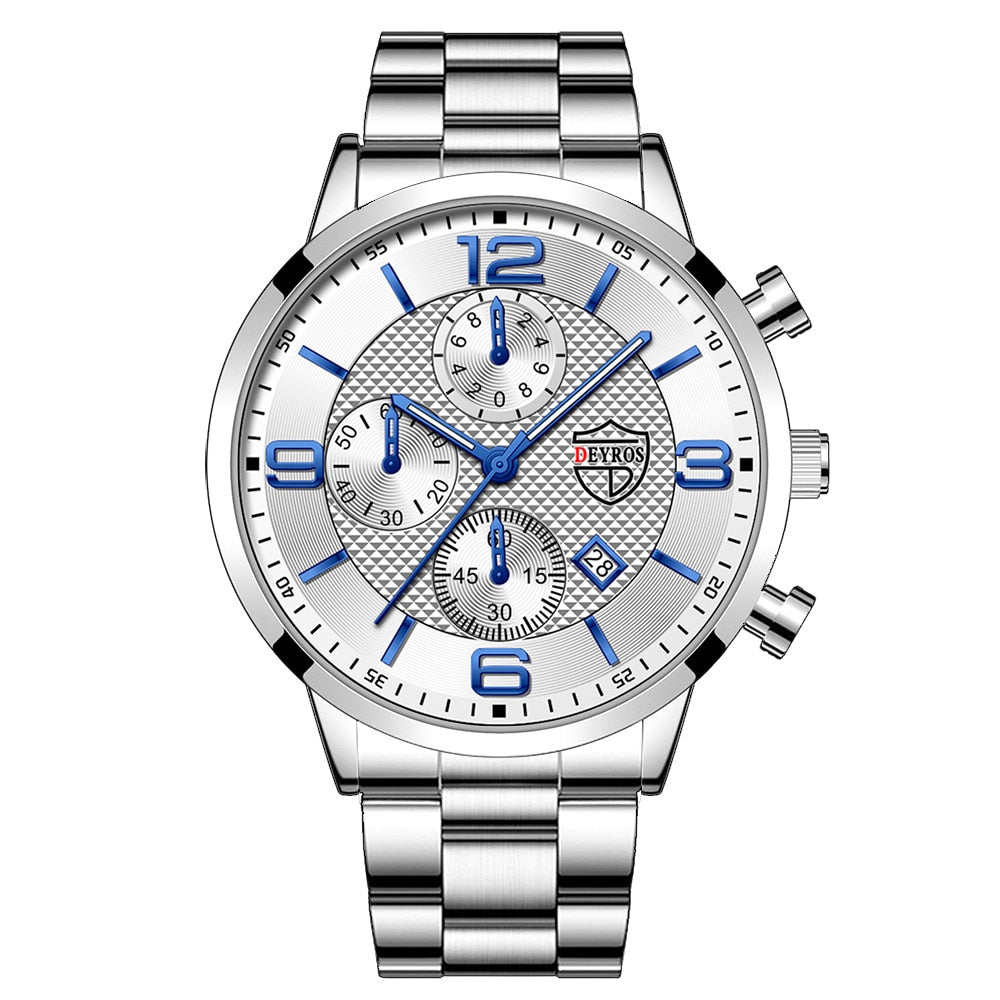Fashion Mens Watches Luxury Stainless Steel Quartz Wristwatch
