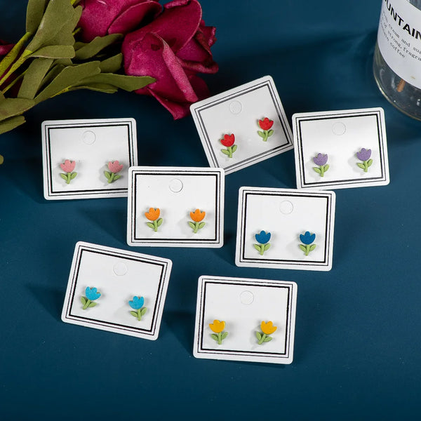 Small And Exquisite Multicolor Flower Ceramic Earrings