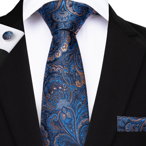 Conjunto de corbata de hombre con diseño de cachemira a rayas, paquete de 3, caja de regalo