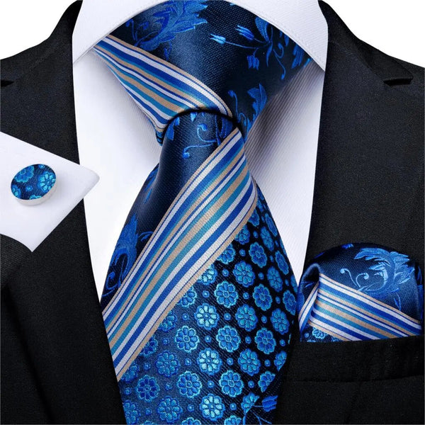 Men Tie Navy Blue White Striped Quality Wedding Tie For Men