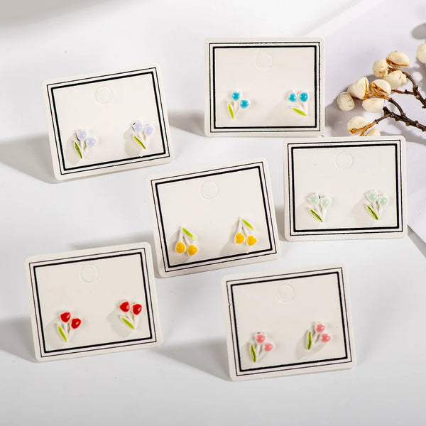 Small And Exquisite Colorful flower Ceramic Earrings