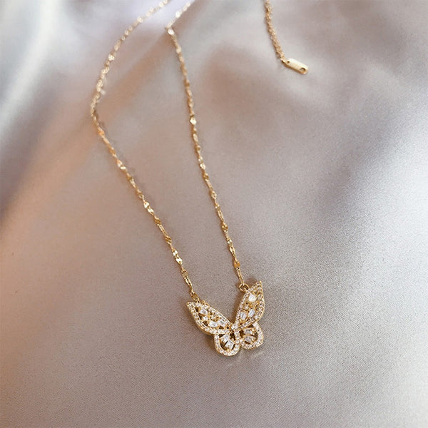 316L Stainless Steel Exquisite Gorgeous Butterfly Clavicle Chain