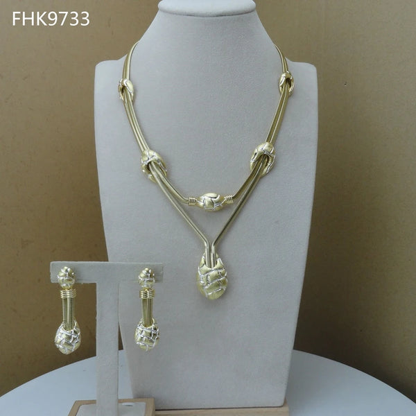 Conjuntos de joyería de fantasía de Dubái de diseño único, conjuntos de collar para mujeres