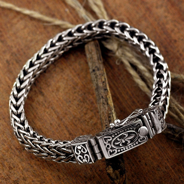 Pulsera Unibabe de plata pura hecha a mano de plata esterlina 925 para hombre