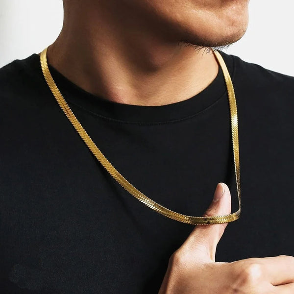 Snake Necklace Men,Gold Color Flat Snakes Chain Necklaces