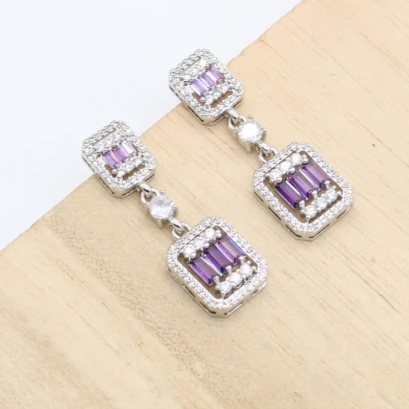 Purple Zirconia Dubai Wedding Jewelry Sets for Women