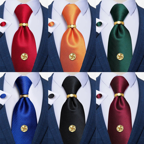 Corbatas de seda tejidas en jacquard de color liso para hombre, color rojo, para negocios, bodas, fiestas, corbatas y pañuelos, regalo