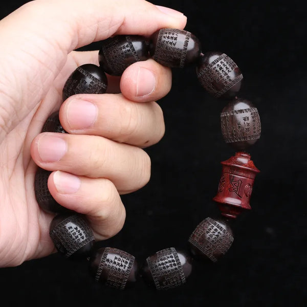 Pulsera elástica de cuentas de ébano para hombre de 20 mm