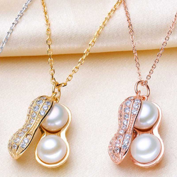 Collares de cacahuete con doble perla personalizados y modernos