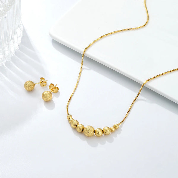 New Gold Color Necklace Gold Plating 45CM Chain Beaded Necklace Short Chain For Women