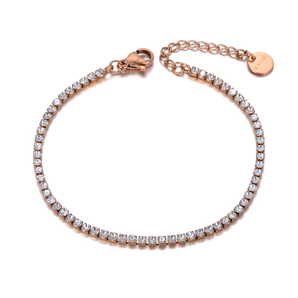 Tobilleras con dije de cristal CZ brillante para mujeres y niñas