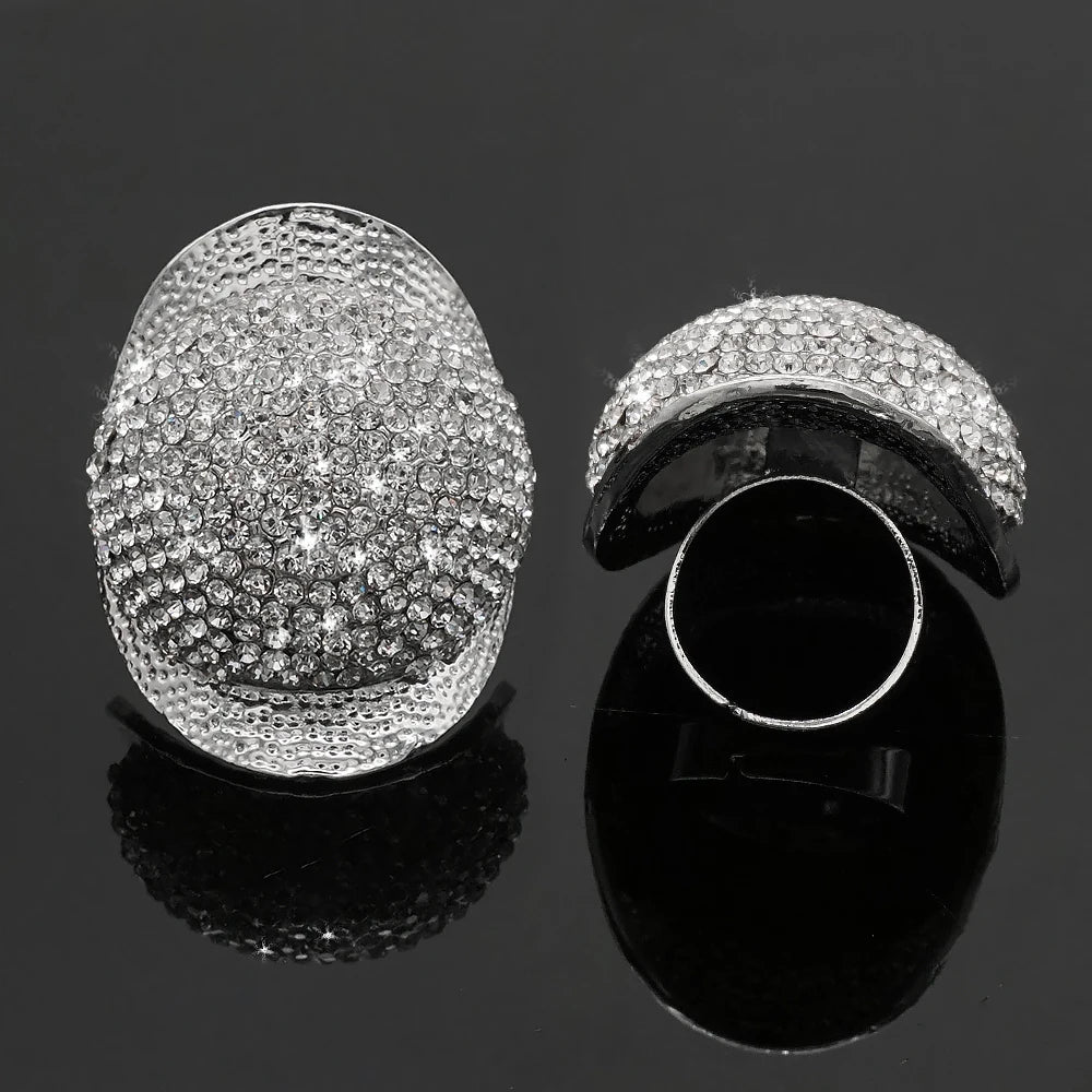Big Size wedding Rings set for bridal Women Engagement Full stone Ring