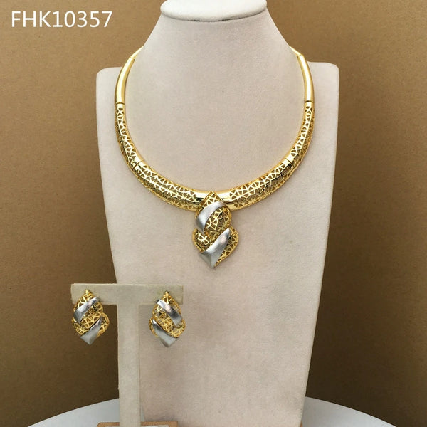Conjuntos de joyería fina de Dubái: collar y pendientes exquisitos para mujer