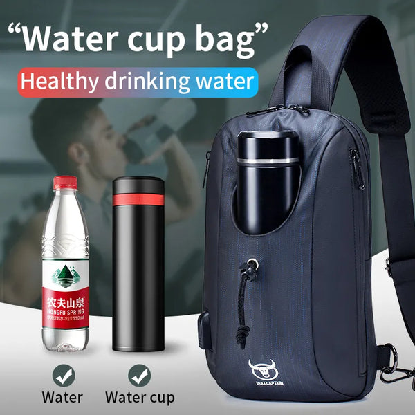 Nueva mochila de pecho multifuncional para hombre con carga USB