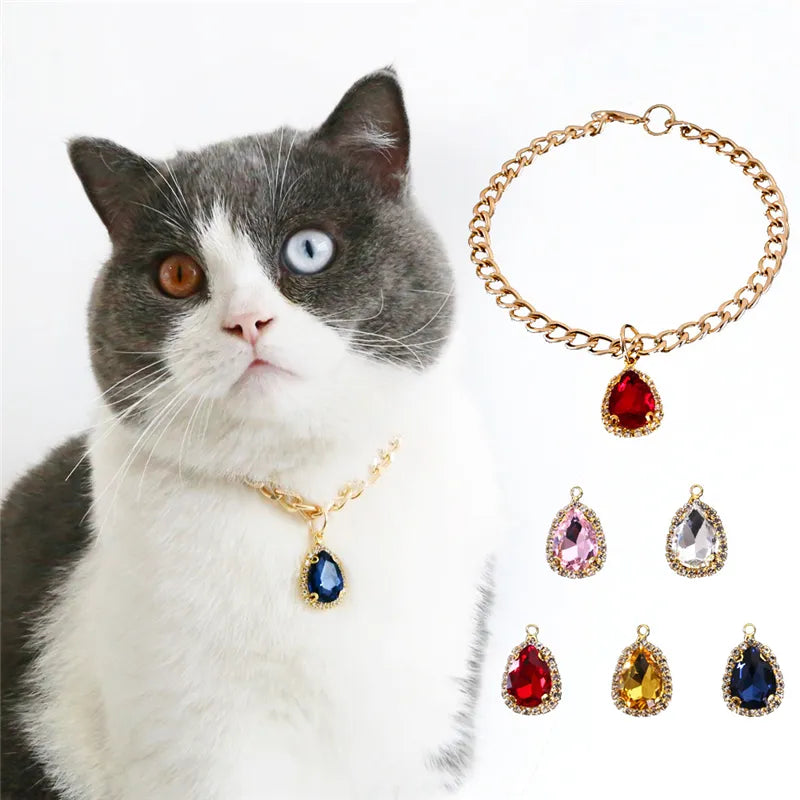 S-L Chic Crystal Pendant Pet Collar Fashion Holiday Party Collars