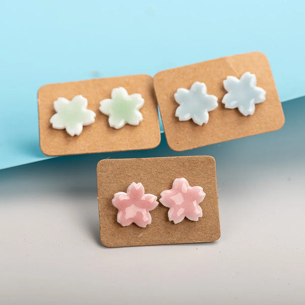 Small Flower Multicolor Forest Elements Ceramic Earrings
