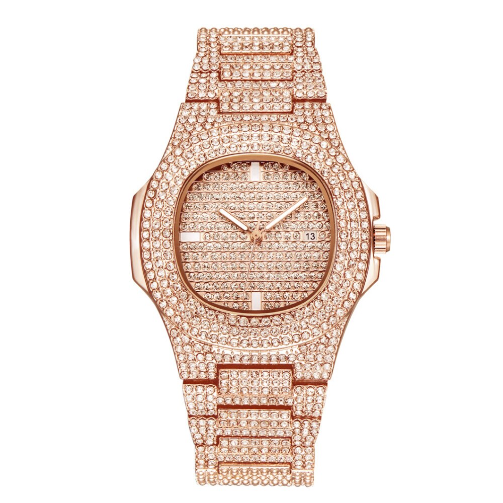 Watches for Men Iced Out Diamond Watch Quartz Rhinestone Cuban Watches