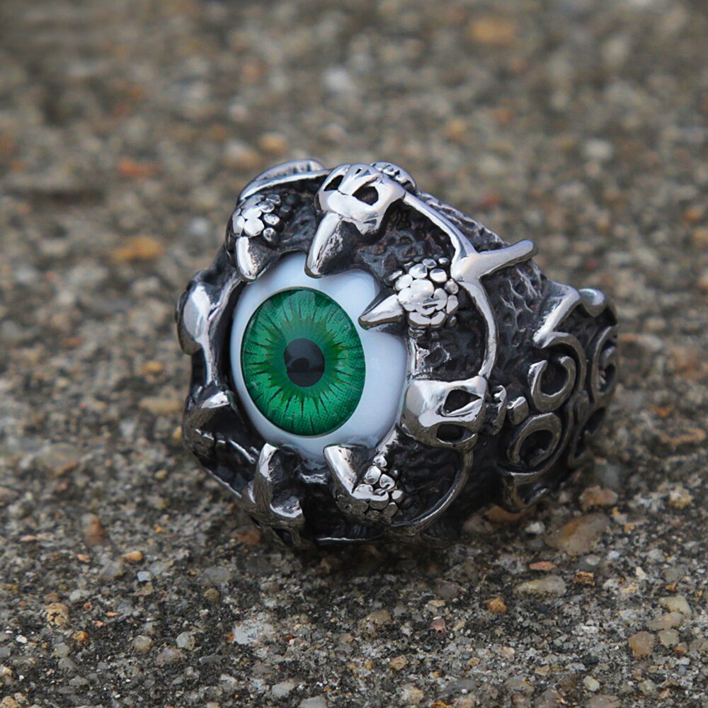 Gothic Creative Design Dragon Claw Demon Eye Ring Men