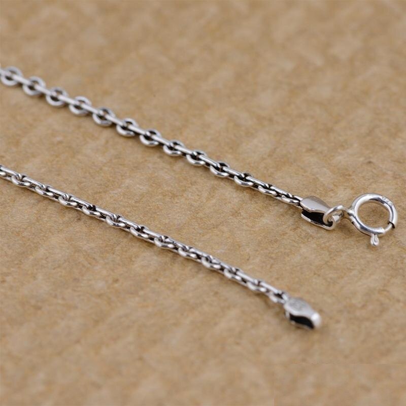 S925 Sterling Silver Vintage Round Buckle Cross Chain Necklace Woman men