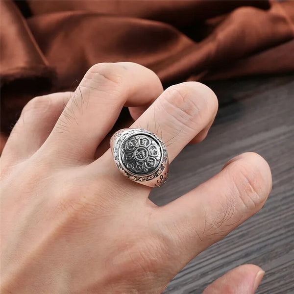 Anillos de loto budista de plata de ley 925 para mujeres y hombres