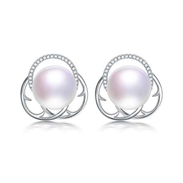 High Luster 9-10mm Stud Earrings 925 Sterling Silver Earrings For Women