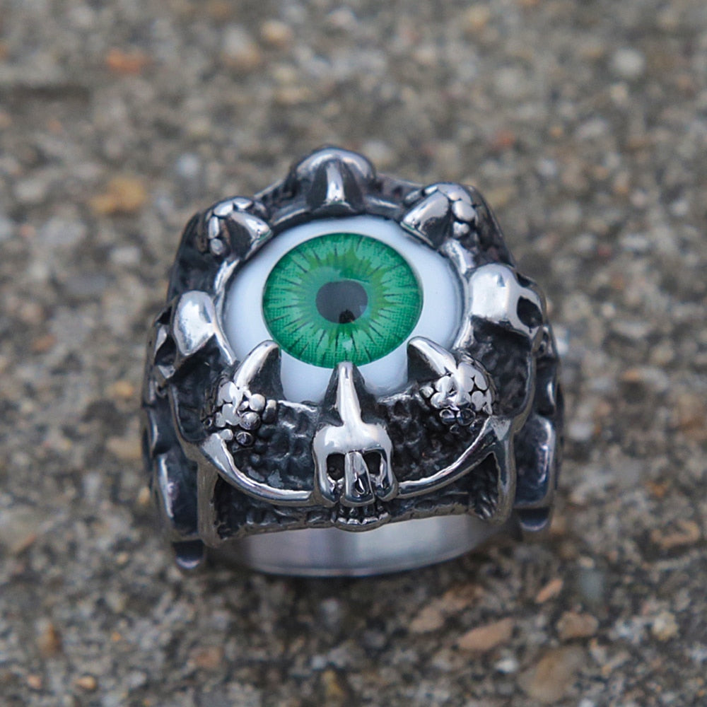 Gothic Creative Design Dragon Claw Demon Eye Ring Men