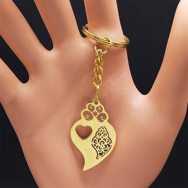 Llaveros de acero inoxidable con forma de corazón del Sagrado Corazón de Jesús