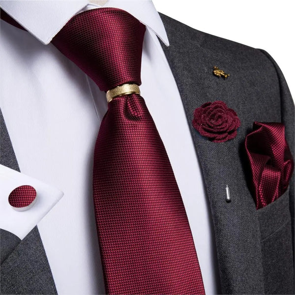 Designer Mens Necktie Orange Solid Tie Handkerchief Cufflinks Gift Set Men