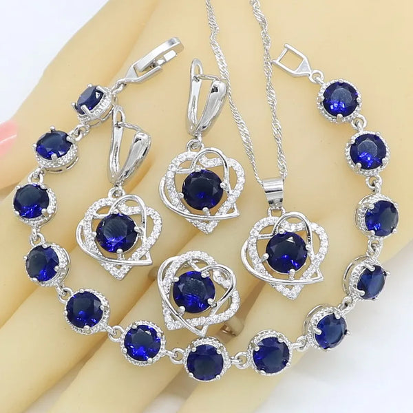 Heart Shape Silver Color Jewelry Sets for Women