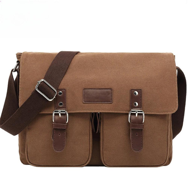 Bolso bandolera para hombre, estilo retro, informal, con parte inferior expandible, para estudiantes, bolso de hombro