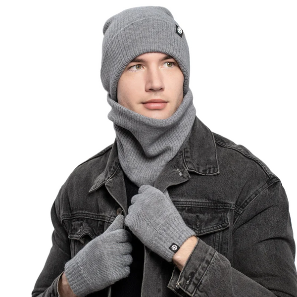 Conjunto de invierno 3 en 1: gorro de cachemira suave, calentador de cuello y guantes