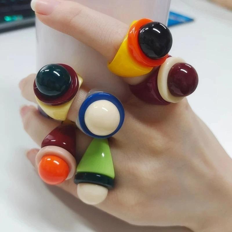 Colorful Geometric Round Acrylic Rings