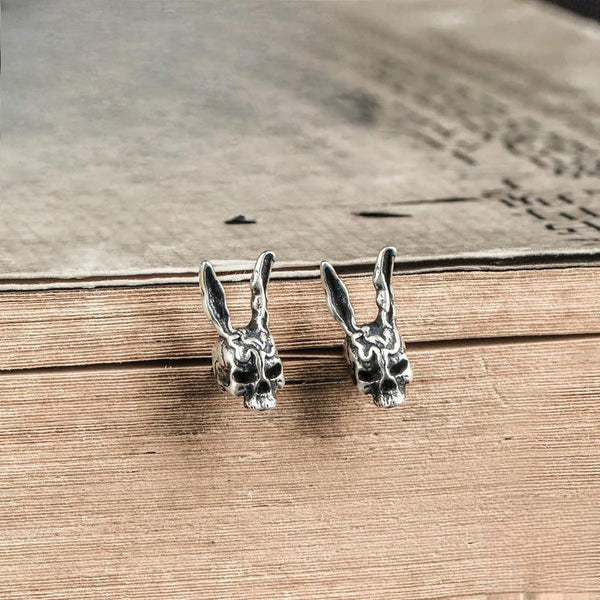 925 Sterling Silver Creative Retro Rabbit Stud Earrings Punk Street Style Men Women