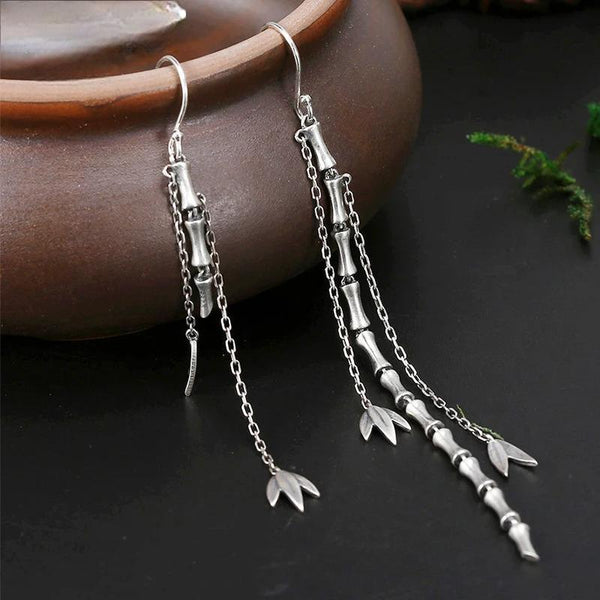 Pendientes colgantes étnicos vintage de plata de ley S925 auténtica
