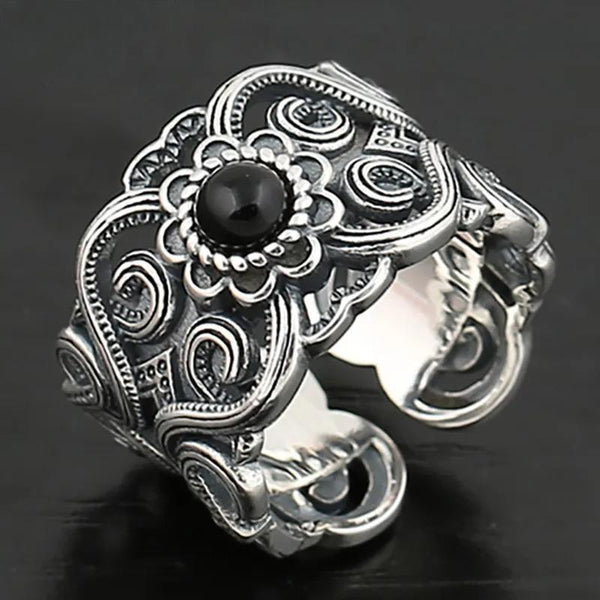 Anillos abiertos de plata de ley 925 para mujeres y hombres, anillos de plata con forma de flor hueca para el pulgar.