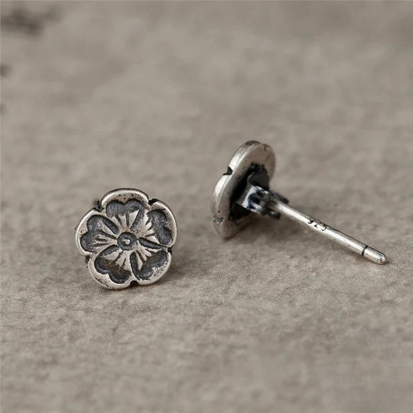 Pendientes de botón con diseño de rosa de la Edad Media para mujer