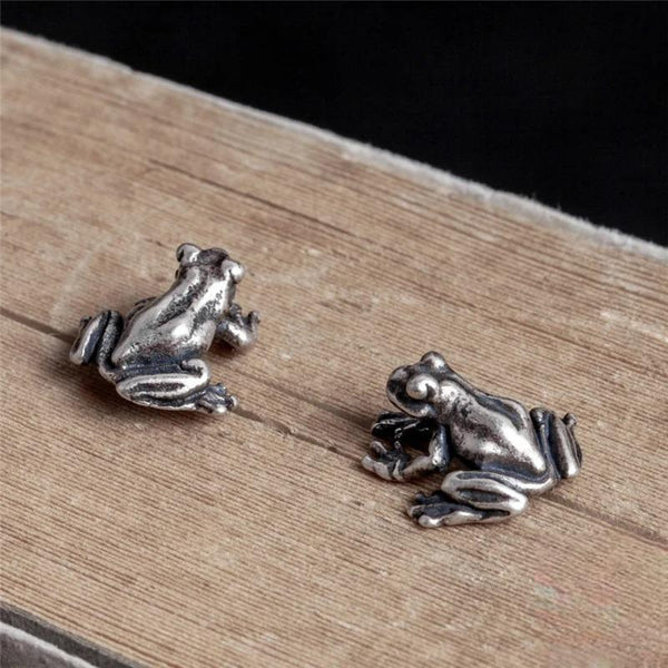 925 Sterling Silver Frog Earrings Retro Punk Animal Stud Earrings For Women Men
