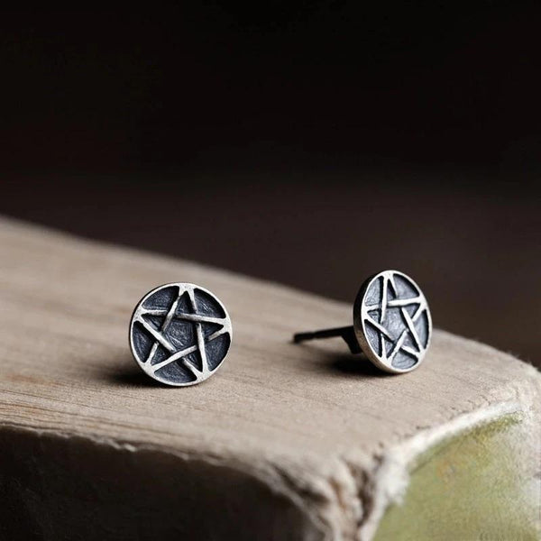 925 Sterling Silver Greek mythologyGoddess of the Earth Pentacle Earrings Women