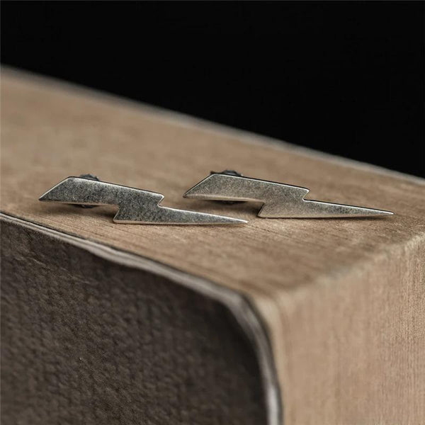 Gothic 925 Sterling Silver Lightning Stud Earrings Women