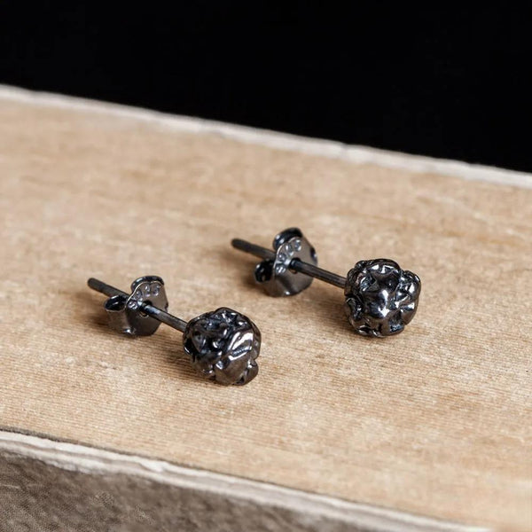 Vintage 925 Sterling Silver Men Sugar Paper Ball Stud Earrings