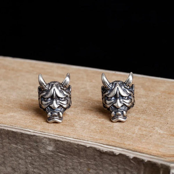 Pendientes vintage Prajna con esqueleto de plata de ley 925 auténtica para hombre y mujer
