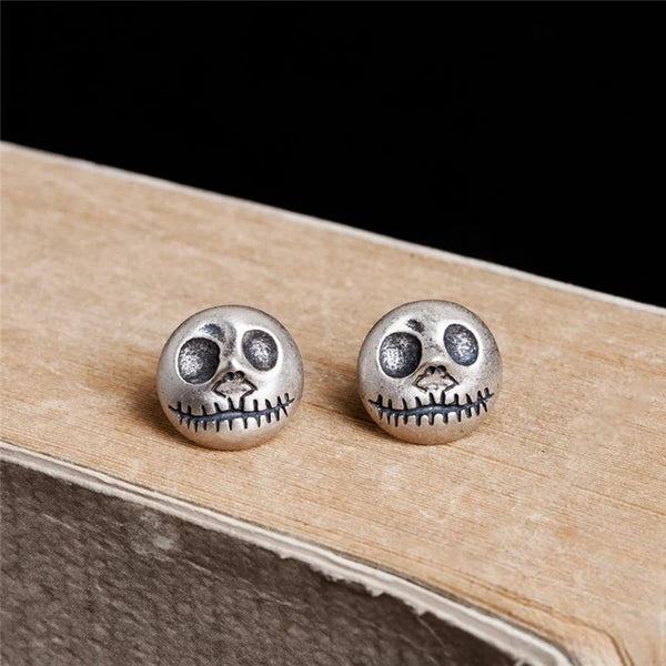 Pendientes retro de plata de ley 925 con forma de calabaza y Príncipe Jack para hombre y mujer