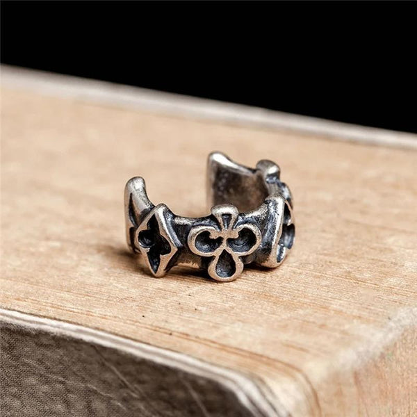 Pendientes de clip con naipes personalizados de plata de ley 925 para hombres y mujeres