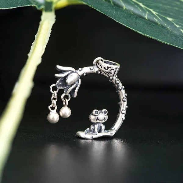 Colgante vintage de rana en plata de ley 925 para collar para hombre y mujer